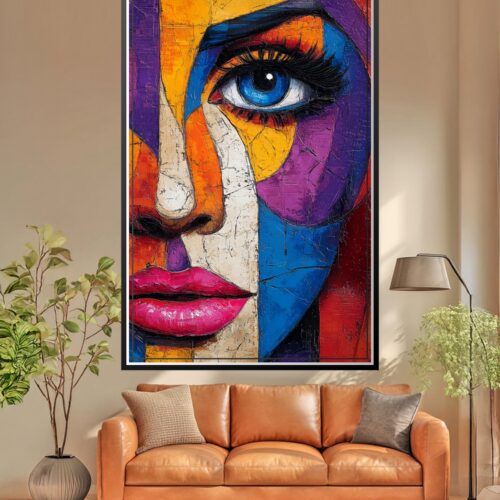Cubist Woman Face Poster - Vibrant Expression | Great Gift wall art poster