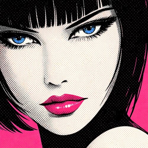 Pop Art Woman Face Intense Gaze Poster - Striking Glamour | Great Gift wall art poster