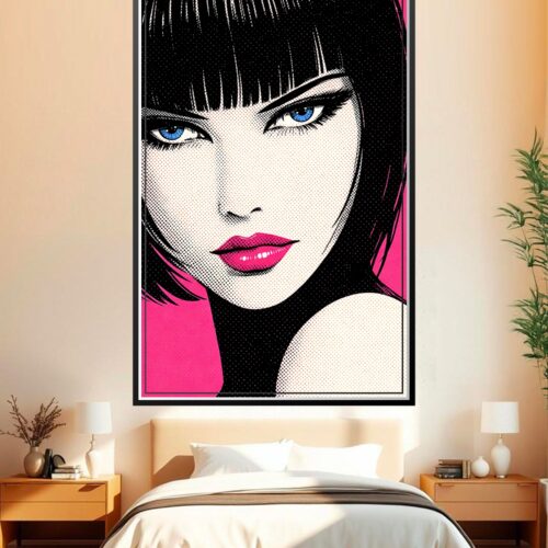 Pop Art Woman Face Intense Gaze Poster - Striking Glamour | Great Gift wall art poster