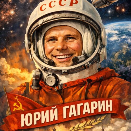 Retro Yuri Gagarin Poster - First Man in Space | Great Gift wall art poster
