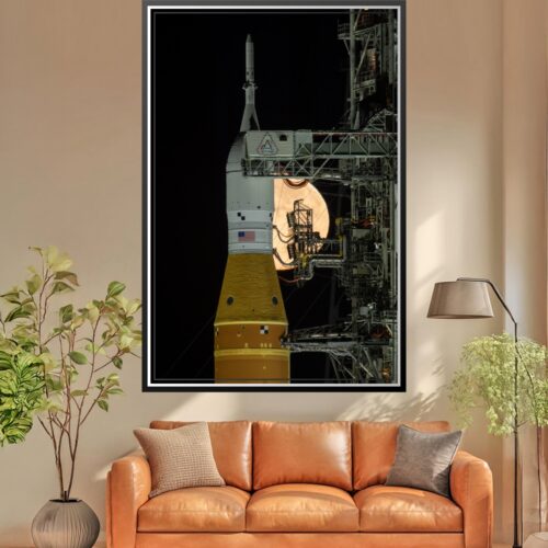 Documentary Space Photography Artemis II Moonrise Rocket Poster Print wall art poster
