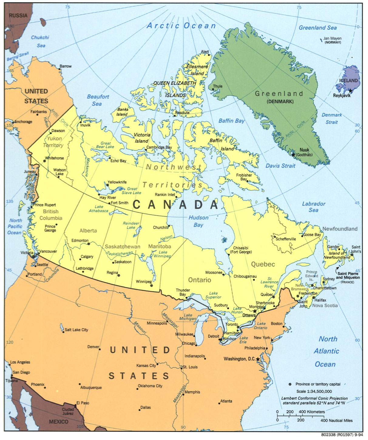 Political Map of North America Poster – Geographic Reference Art